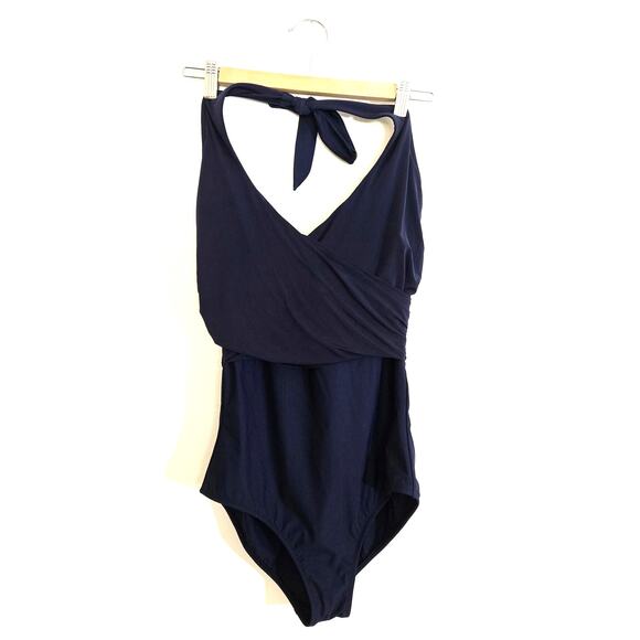 Heidi Klein Body Wrap Navy One Piece Swimsuit Size M - Picture 7 of 14
